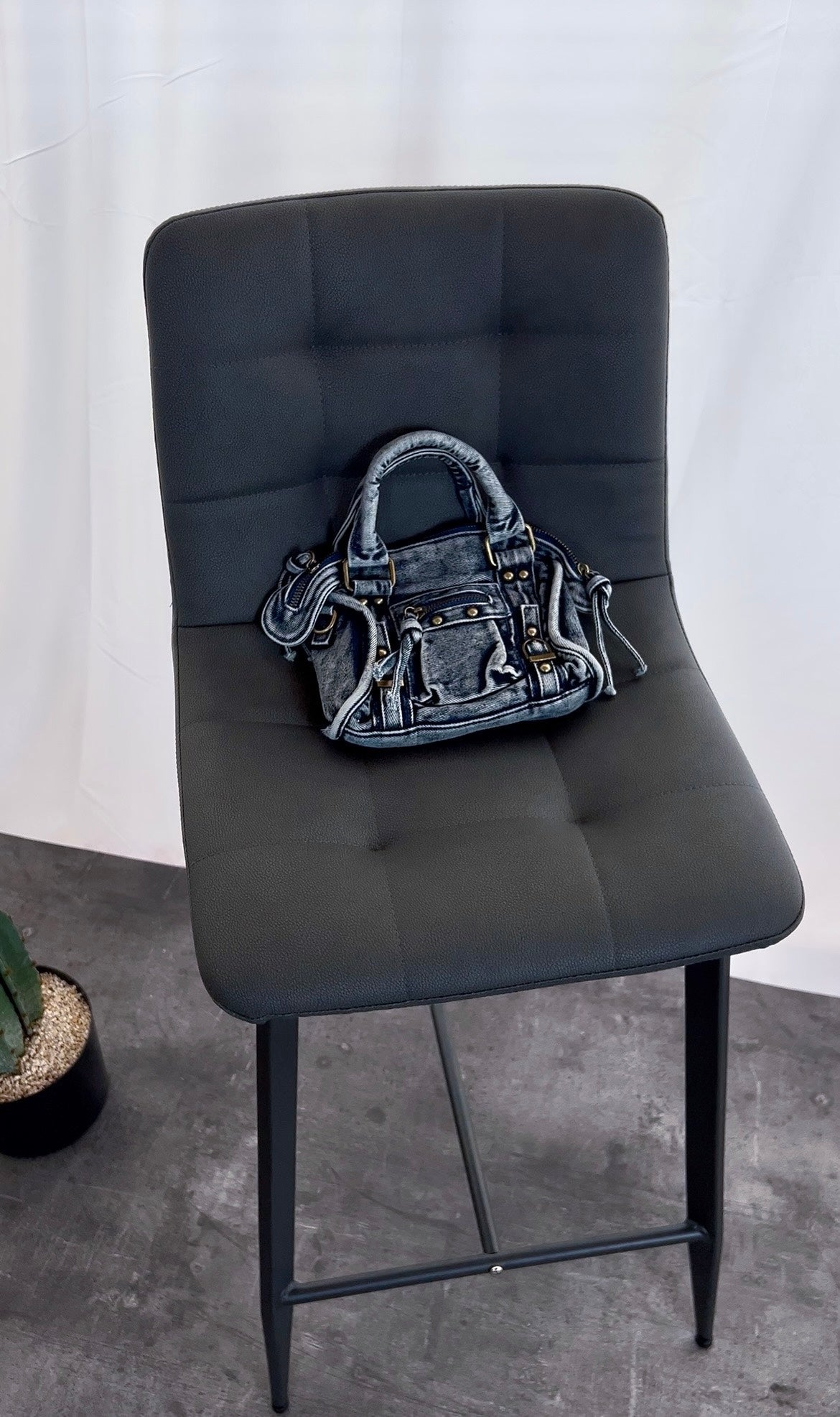Bag mood bale blue denim tracolla removibile vista frontale