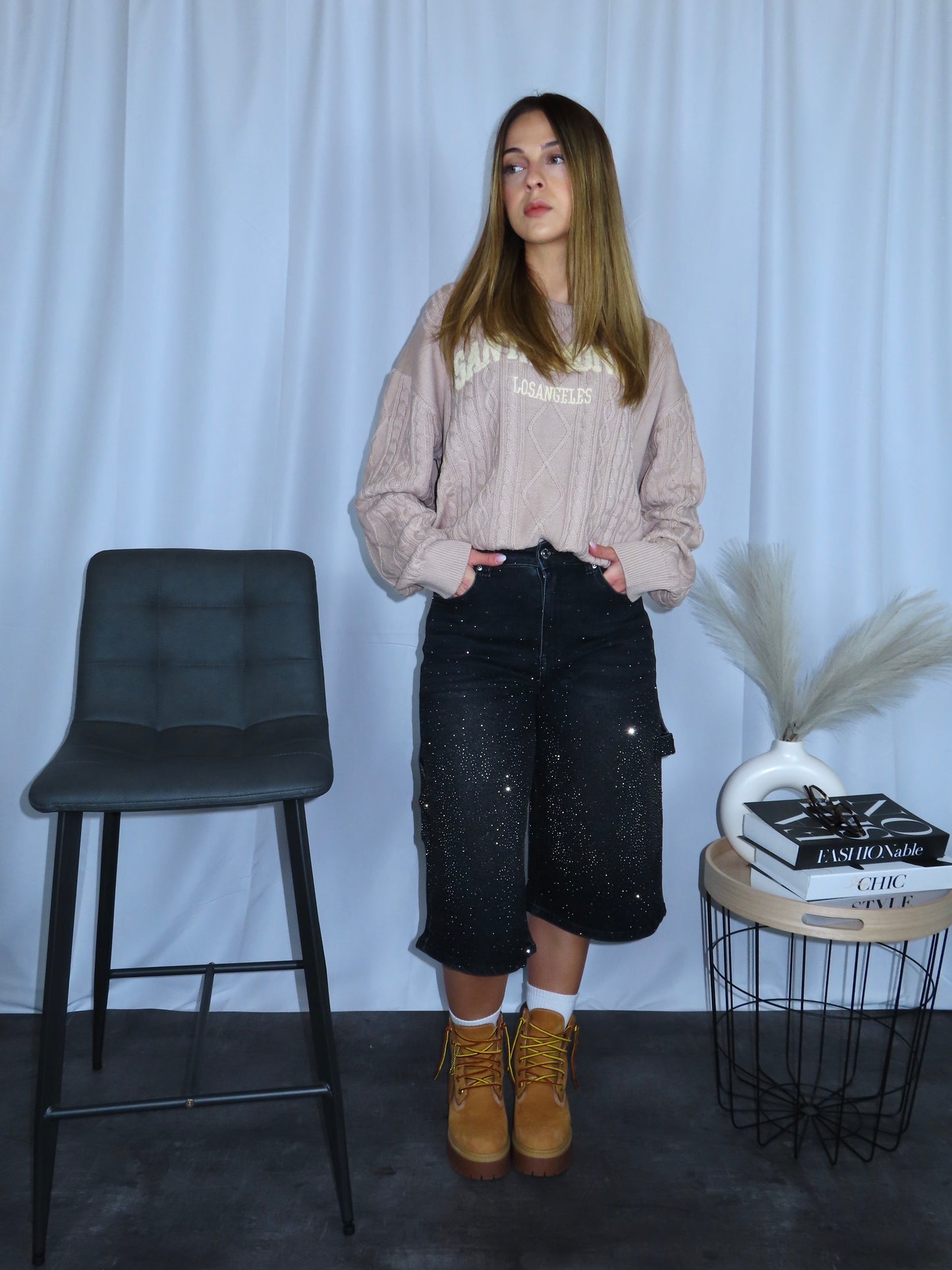 Bermuda shine black donna vista frontale