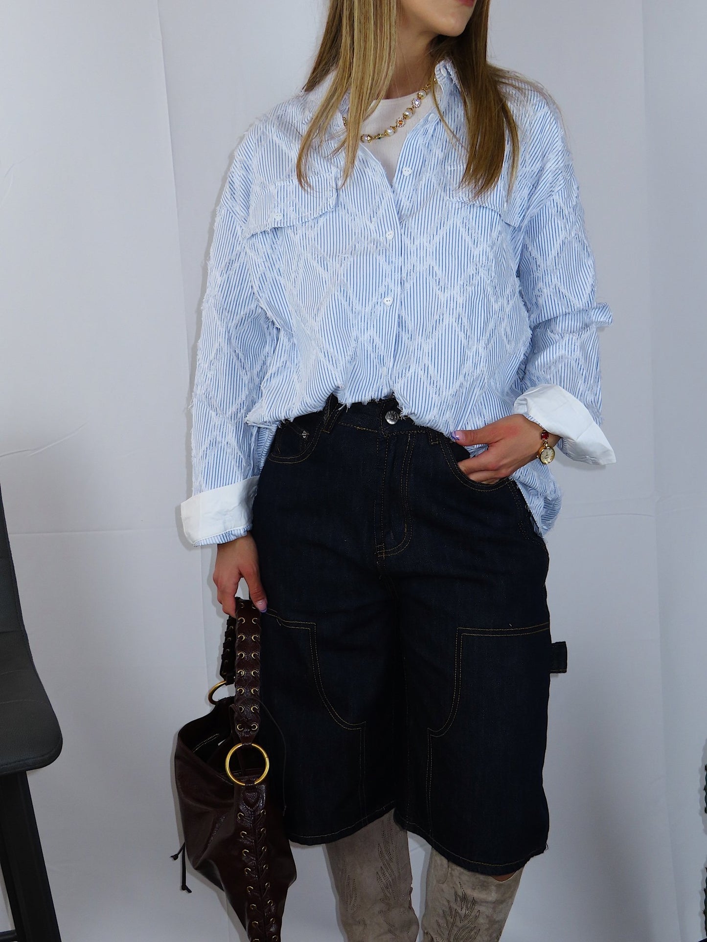 Camicia office donna vista frontale dettaglio fantasia