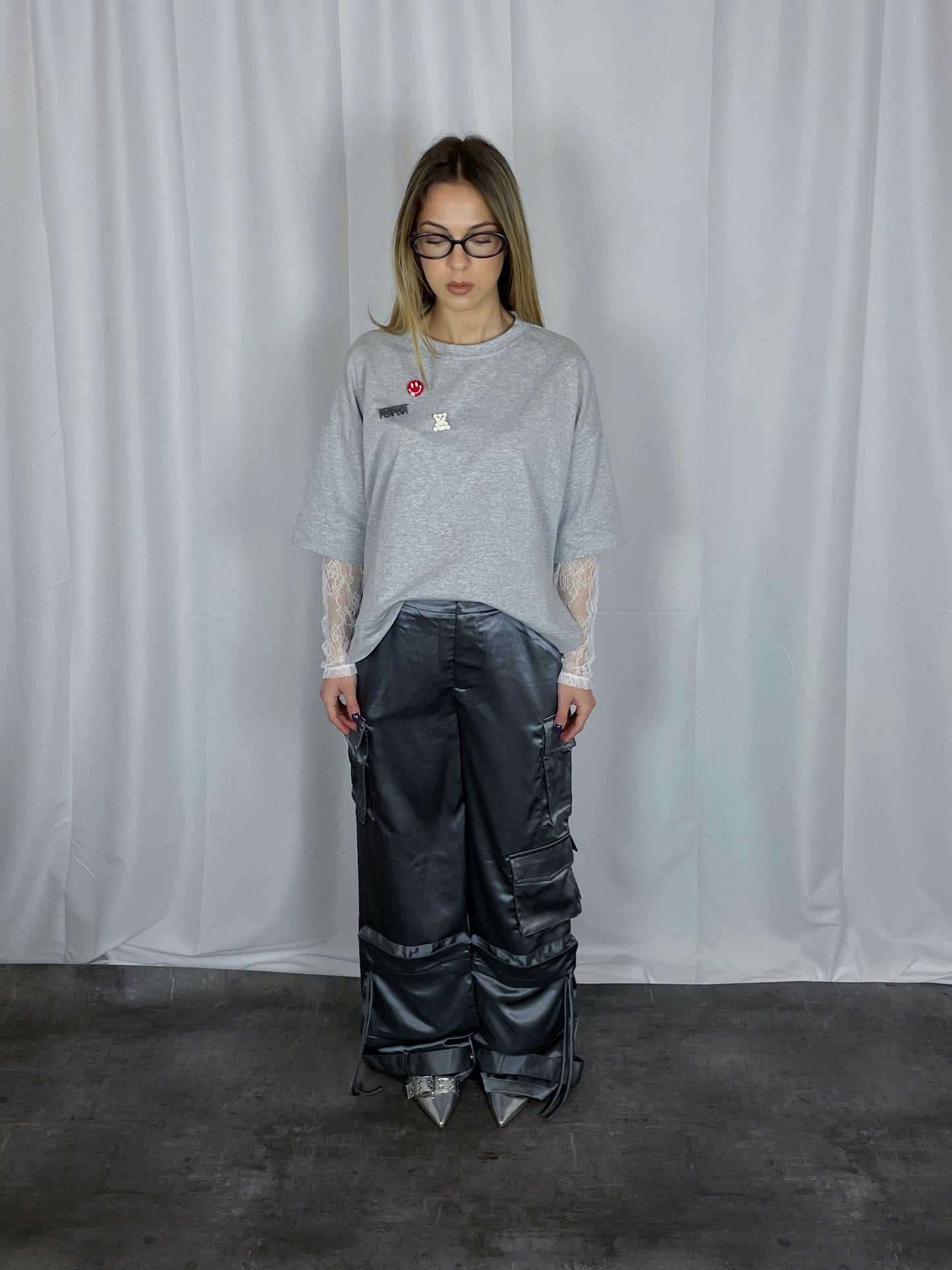 Cargo Satin grigio donna vista frontale