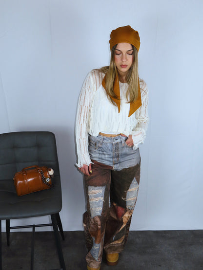 Set cream donna vista frontale casual chic completo