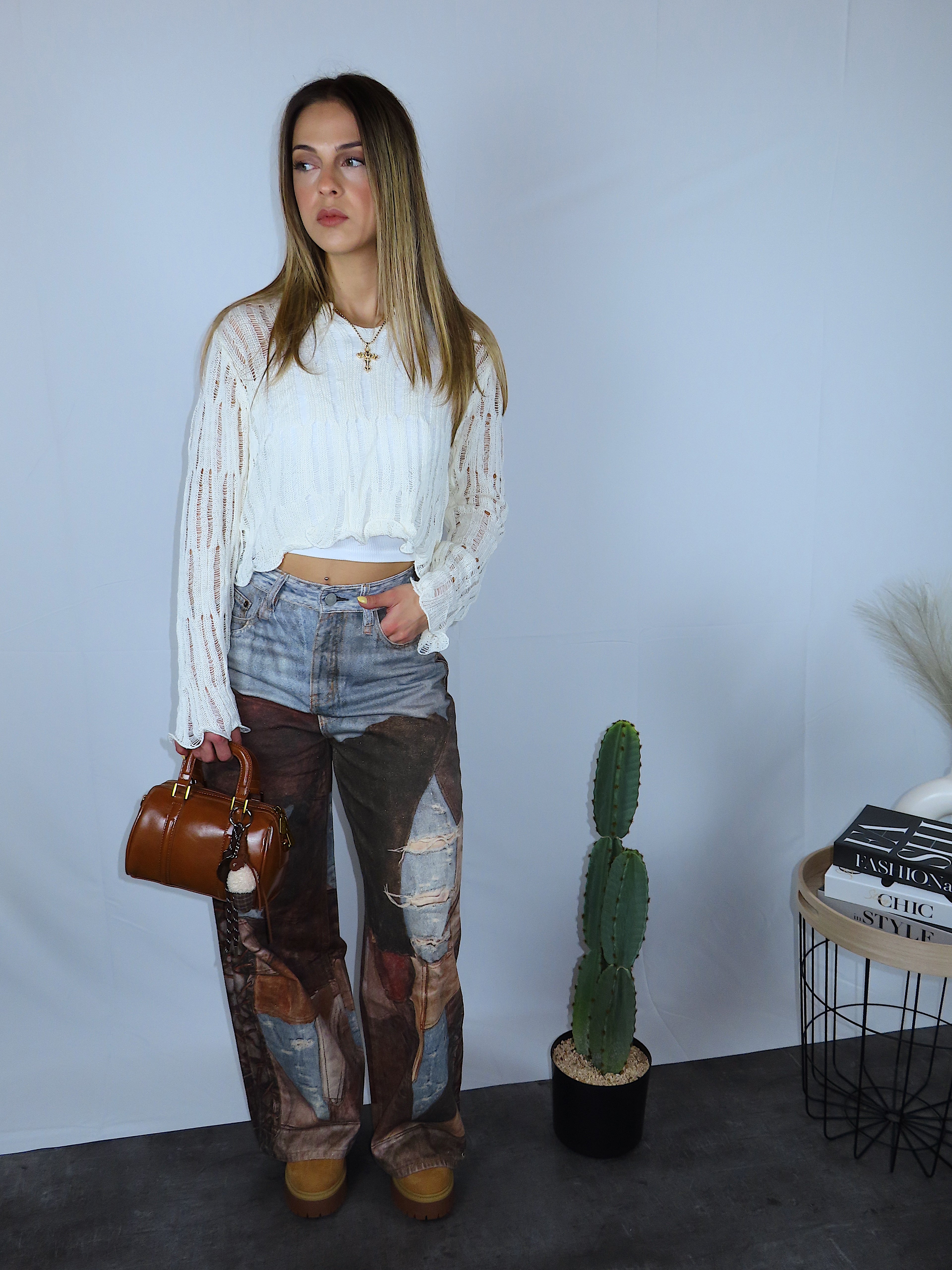 Denim mood acne donna jeans cotone vista frontale