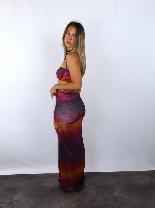 Cordset aura desert donna vista posteriore completa gonna lunga