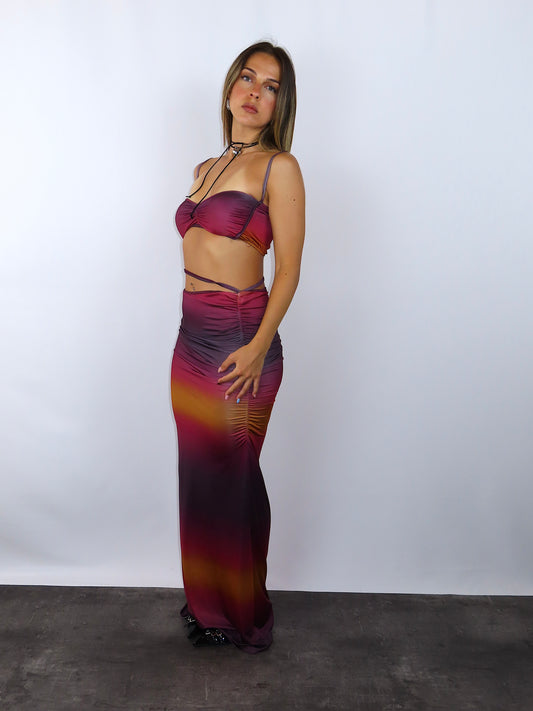 Cordset aura desert donna top gonna sirena drappeggio vista laterale