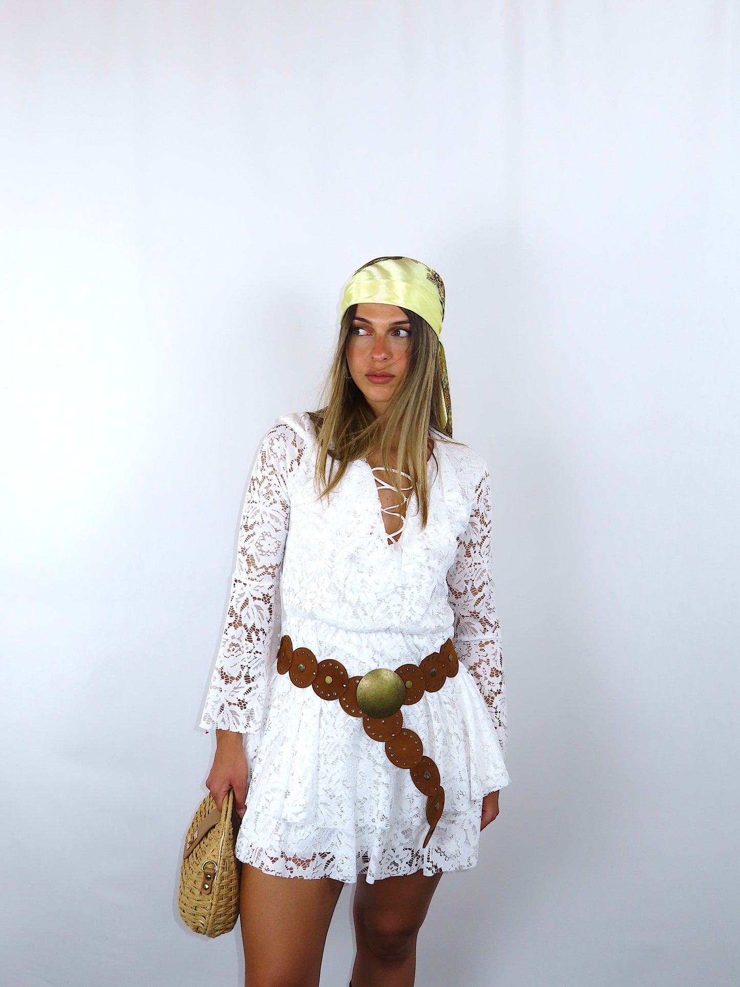 Dress isla donna bianco pizzo vista frontale