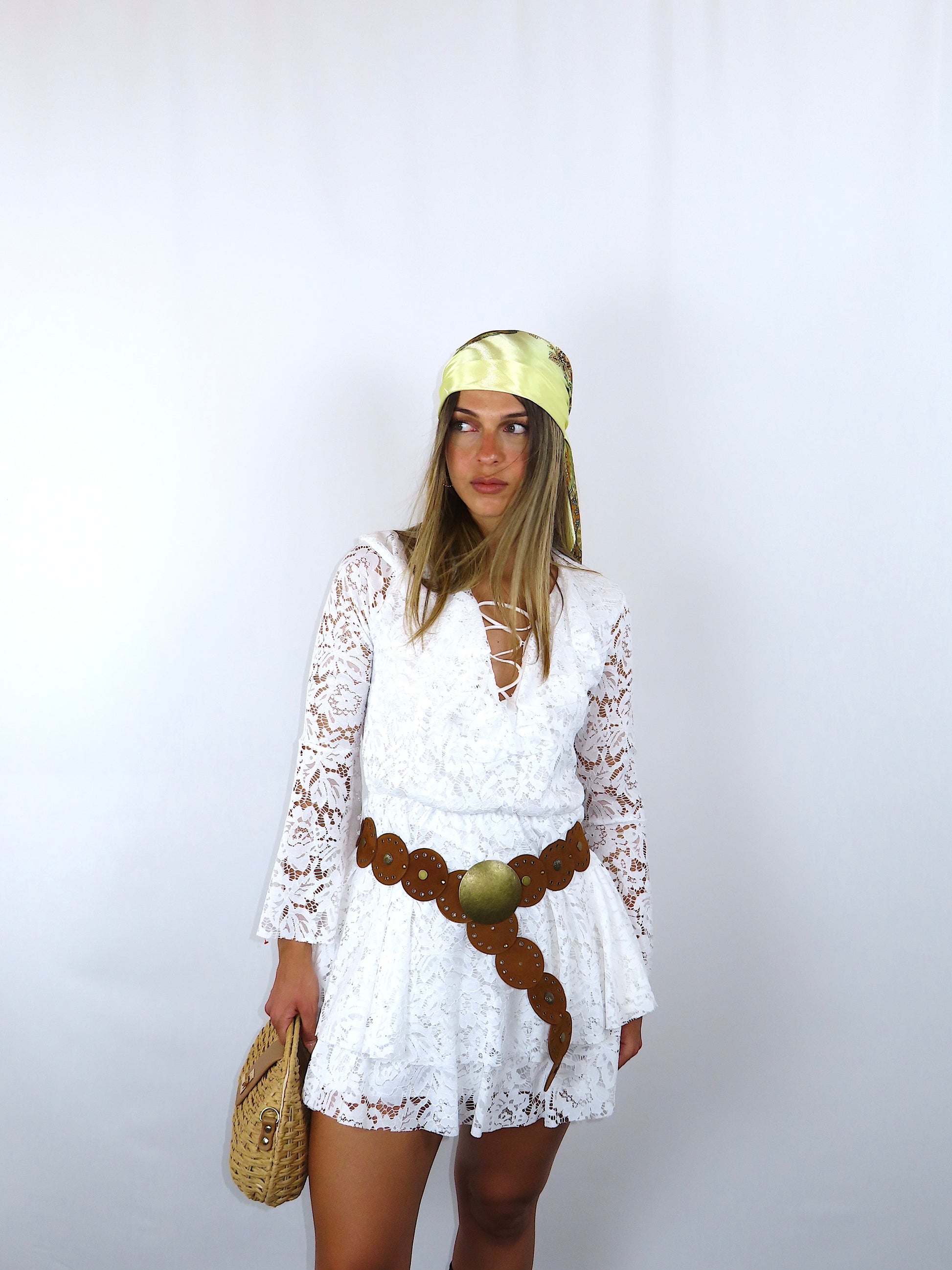 Dress isla donna bianco pizzo vista frontale