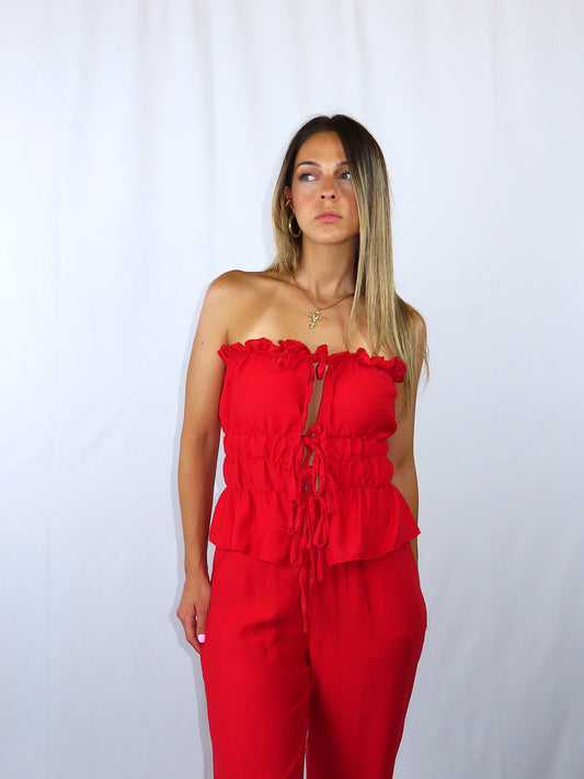 Set soft red donna rosso primo piano top regolabile sul davanti